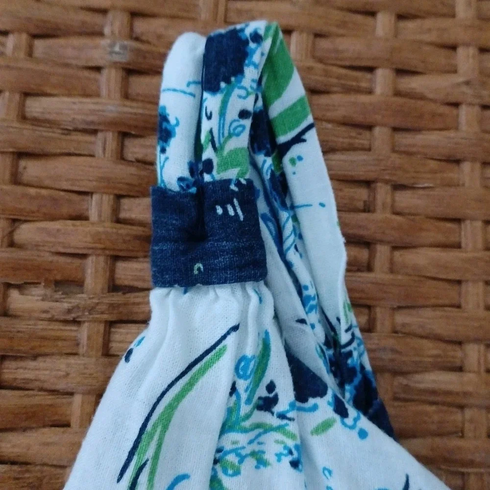Free People Women Blue Floral One‎ Shoulder Tiered Mini Dress White Size S SP